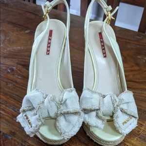 Prada heeled wedge sandals.  Eu size 37.